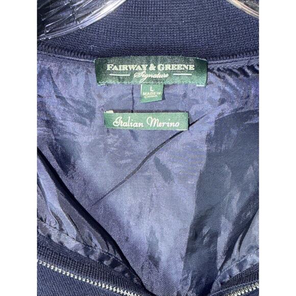 Fairway & Greene Italian Merino Wool Quarter Zip Sweater Large Blue Garden City - Picture 5 of 9